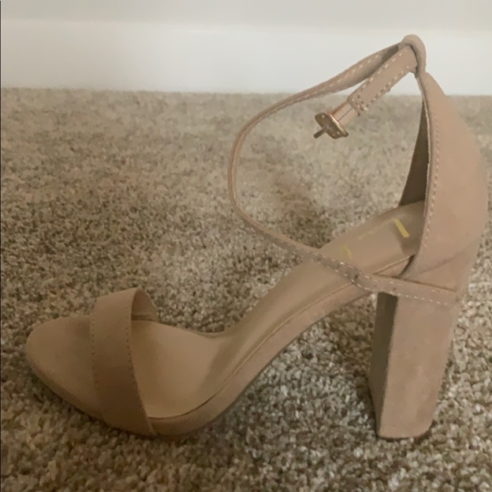 Lulu’s Taylor Natural Suede Ankle Strap Heels
